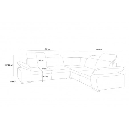 Narożnik CONTINENTAL M z funkcją spania - I grupa tkanin