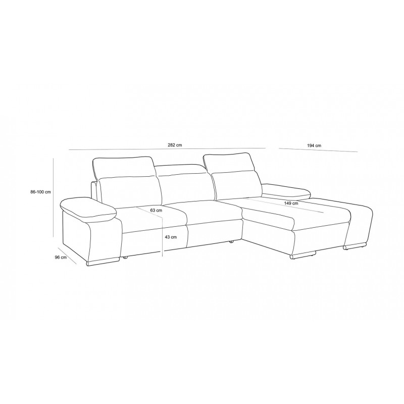 Narożnik CONTINENTAL z funkcją spania - I grupa tkanin