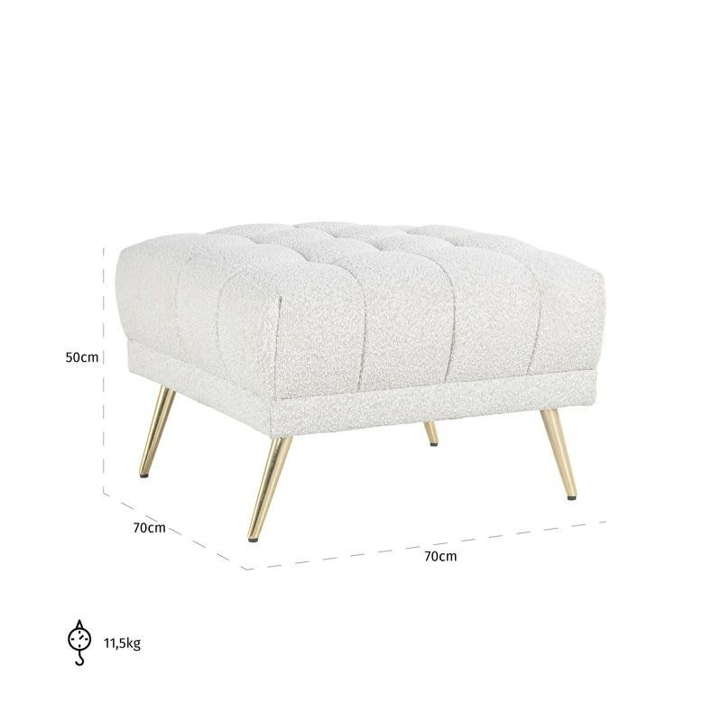 RICHMOND pufa HUXLEY BOUCLE - biała, szczotkowane złoto