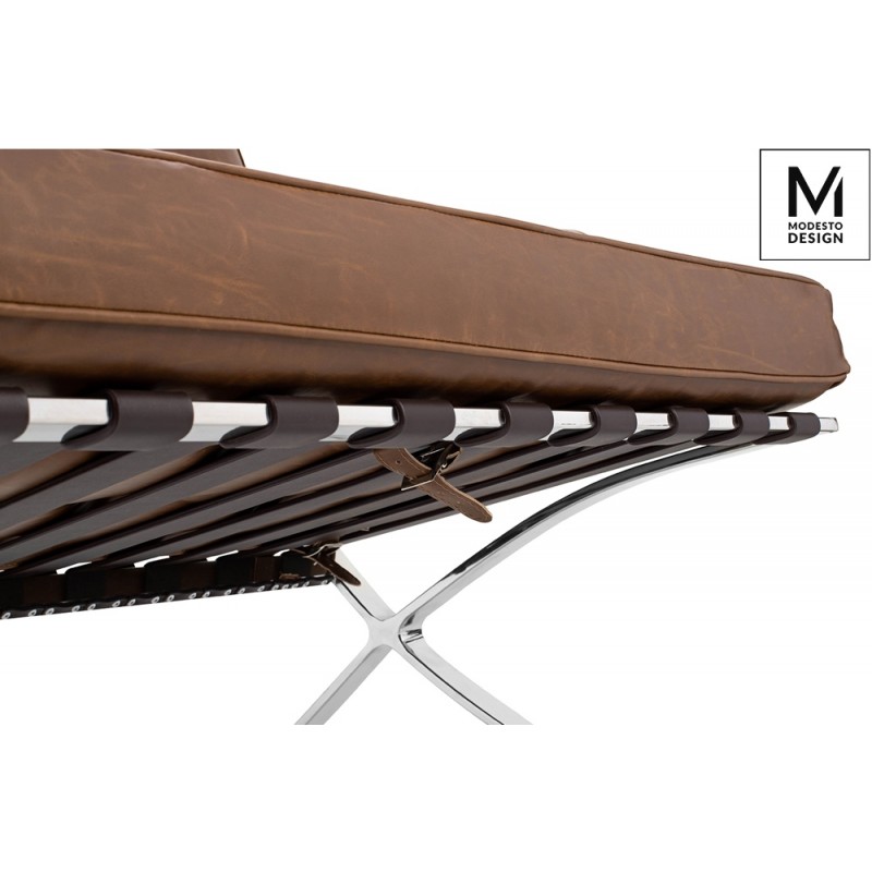 MODESTO fotel BARCELON VINTAGE PU - ekoskóra, stal polerowana