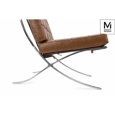 MODESTO fotel BARCELON VINTAGE PU - ekoskóra, stal polerowana