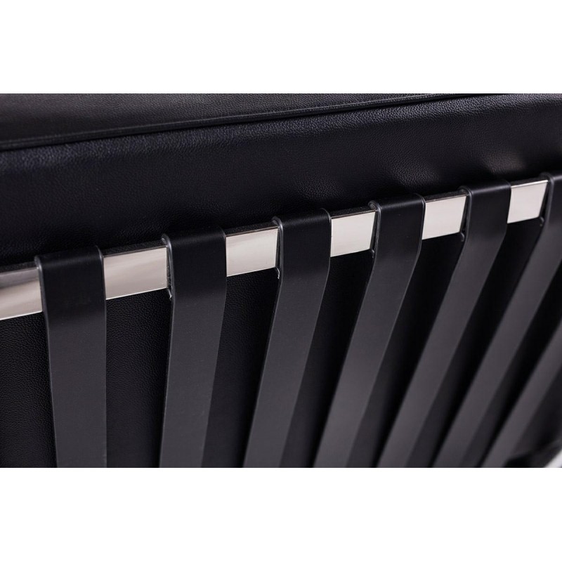 MODESTO podnóżek BARCELON czarny - ekoskóra, stal polerowana