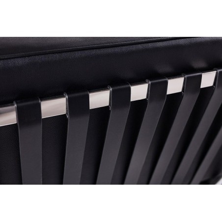 MODESTO podnóżek BARCELON czarny - ekoskóra, stal polerowana