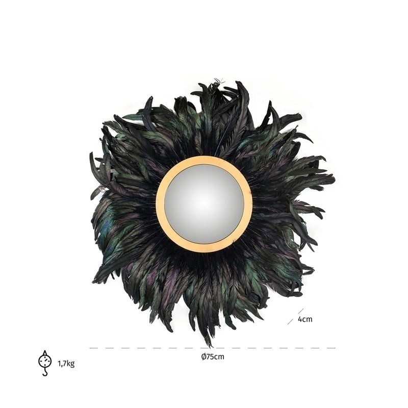 RICHMOND lustro ścienne MADLEN z piórami - czarne