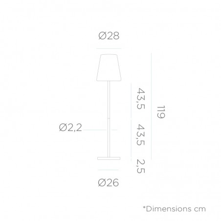 NEW GARDEN lampa podłogowa LOLA SLIM 120 SOLAR & BATTERY brass