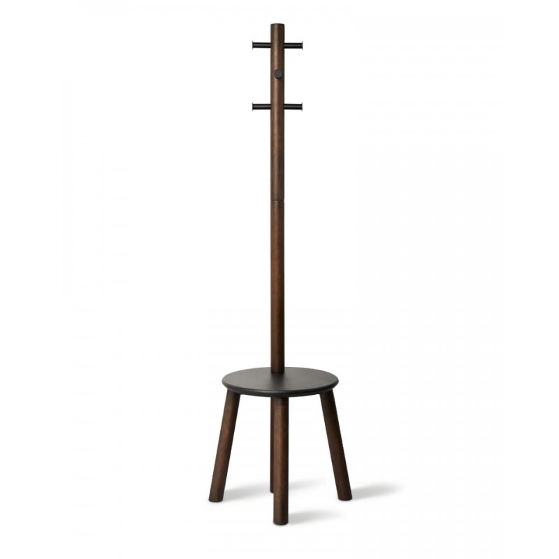 UMBRA wieszak ze stołkiem PILLAR - czarny orzech