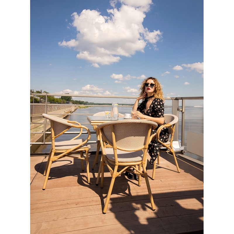 Krzesło BISTRO PARIS ARM jasnobrązowe rattan