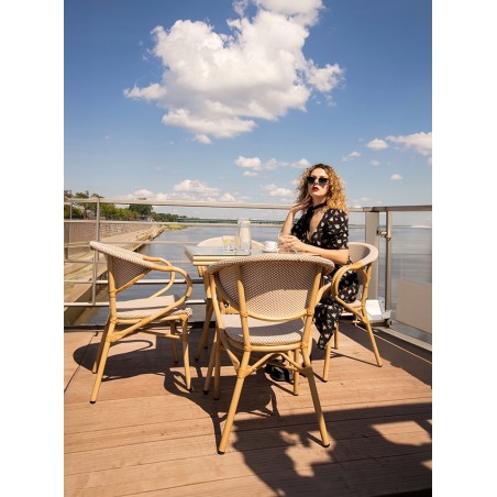 Krzesło BISTRO PARIS ARM jasnobrązowe rattan