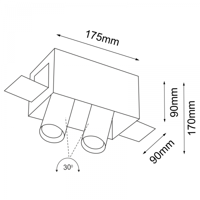 Shilo Lampa Wpuszczana Yamato IP20 Czarna 7802