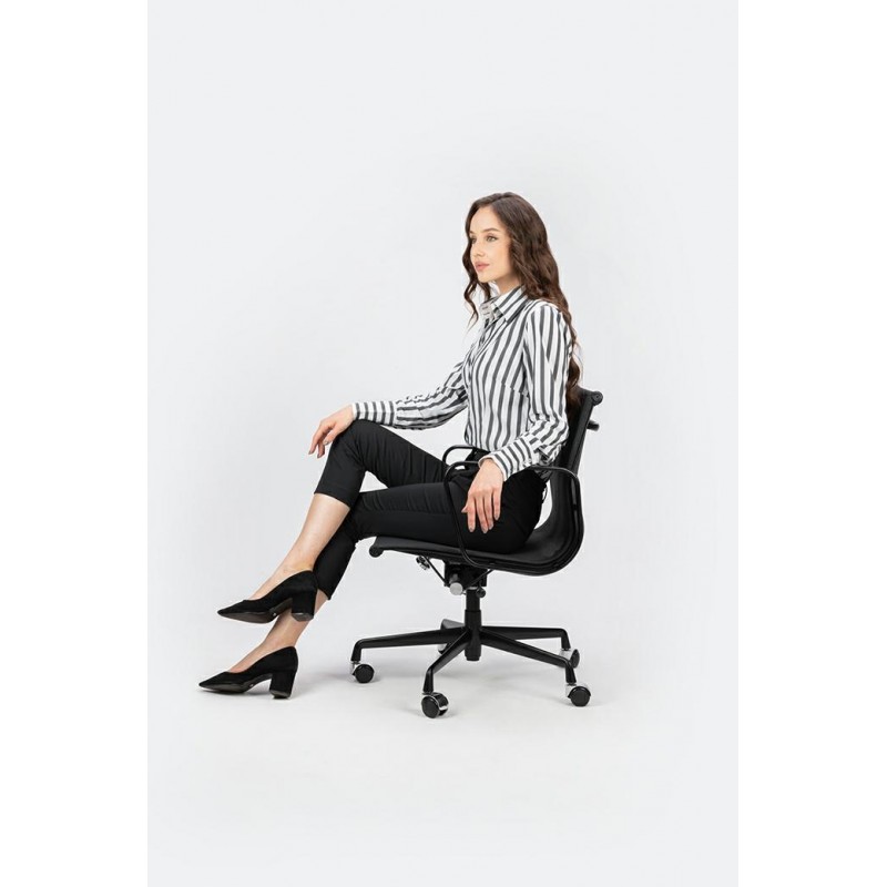 Fotel Biurowy Body Prestige Plus Czarny  - Skóra Naturalna, Aluminium