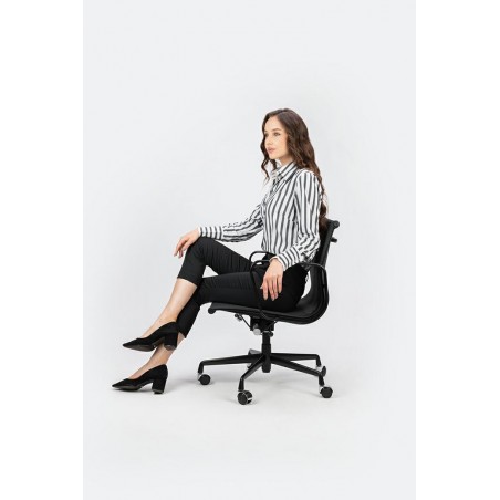 Fotel Biurowy Body Prestige Plus Czarny  - Skóra Naturalna, Aluminium