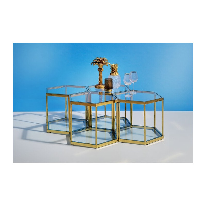 Kare Stolik Kawowy Comb Gold 45 Złoty