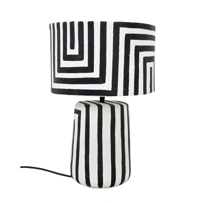 Kare Lampa Stołowa Strisce 44 Cm          Biało-Czarna