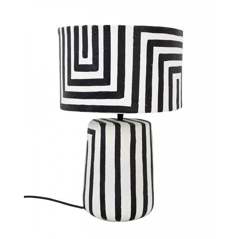 Kare Lampa Stołowa Strisce 44 Cm          Biało-Czarna