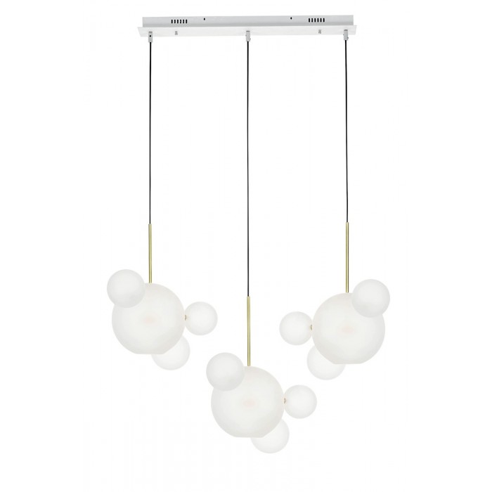 Lampa Wisząca Capri Line 3 Złota / Biała  - 180 Led, Aluminium, Szkło