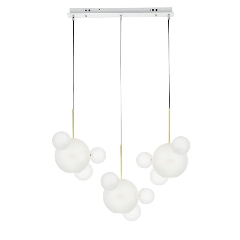 Lampa Wisząca Capri Line 3 Złota / Biała  - 180 Led, Aluminium, Szkło