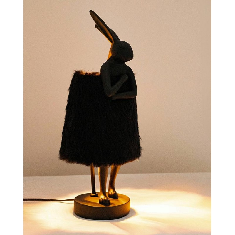 Kare Lampa Stołowa Rabbit Fur 50 Cm       Czarna / Złota