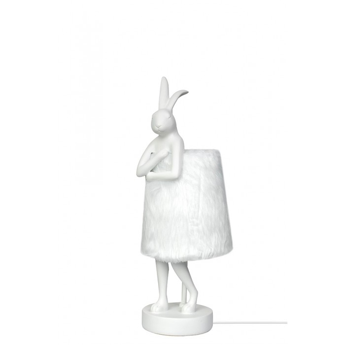 Kare Lampa Stołowa Rabbit Fur 50 Cm       Biała / Srebrna