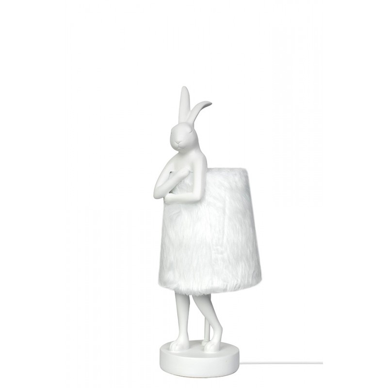 Kare Lampa Stołowa Rabbit Fur 50 Cm       Biała / Srebrna