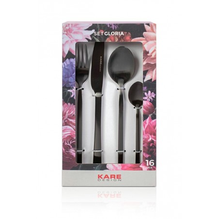 Kare Zestaw Sztućców Gloria Matt Black    16 Szt.