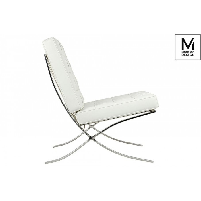 Modesto Fotel Barcelon Biały - Ekoskóra,  Stal...