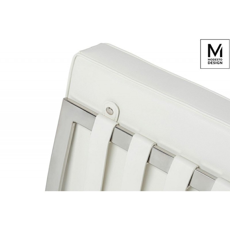 Modesto Fotel Barcelon Biały - Ekoskóra,  Stal Polerowana