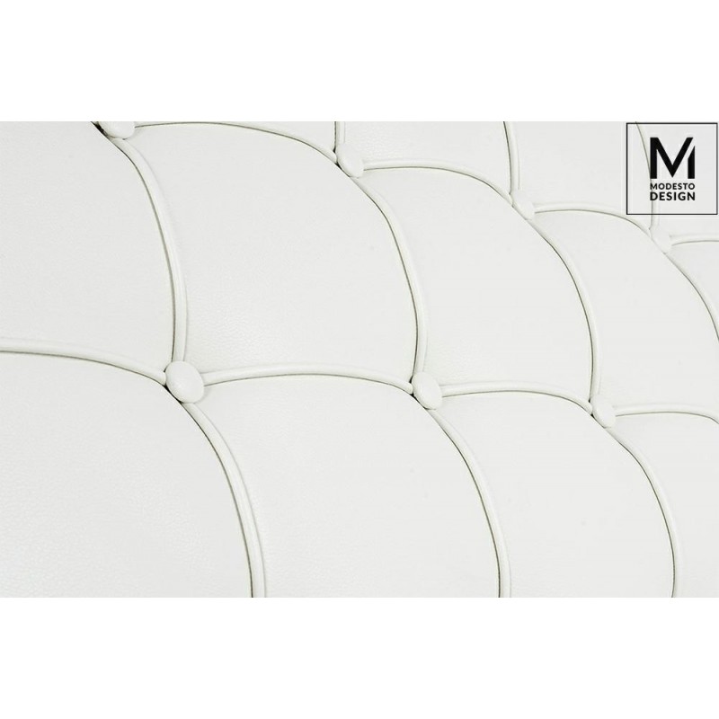 Modesto Fotel Barcelon Biały - Ekoskóra,  Stal Polerowana