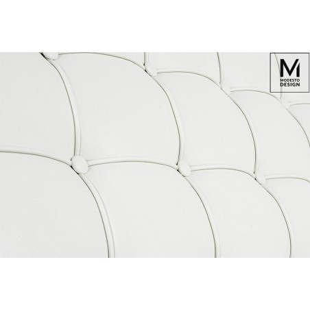 Modesto Fotel Barcelon Biały - Ekoskóra,  Stal Polerowana