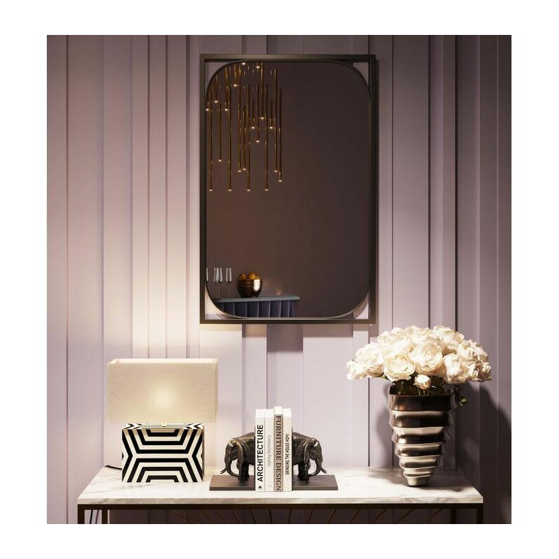 Kare Lustro Ścienne Bonita 71X109 Cm      Czarne