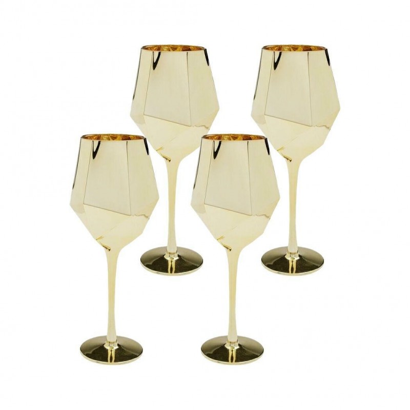 Kare Komplet Kieliszków Do Wina Diamond   660 Ml Złoty (4 Sztuki)