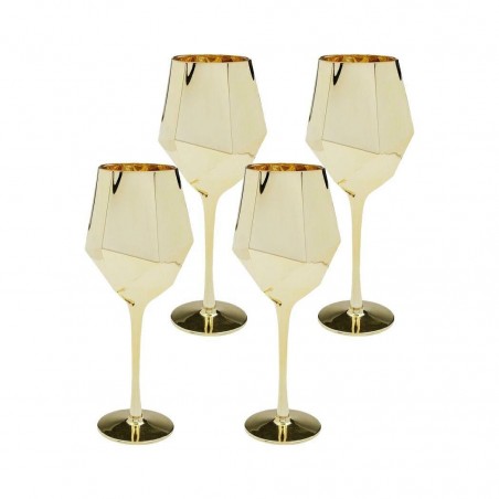 Kare Komplet Kieliszków Do Wina Diamond   660 Ml Złoty (4 Sztuki)