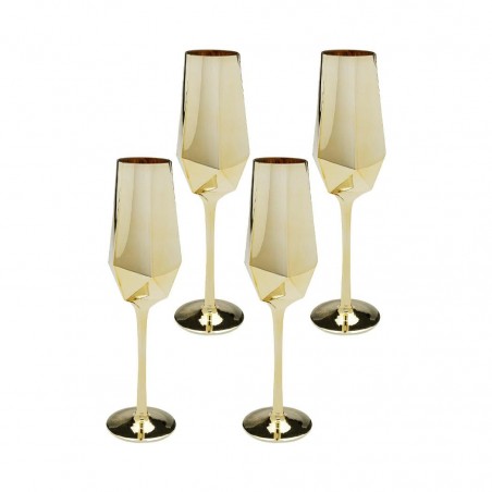 Kare Komplet Kieliszków Do Szampana       Diamond 365 Ml Złoty (4 Sztuki)
