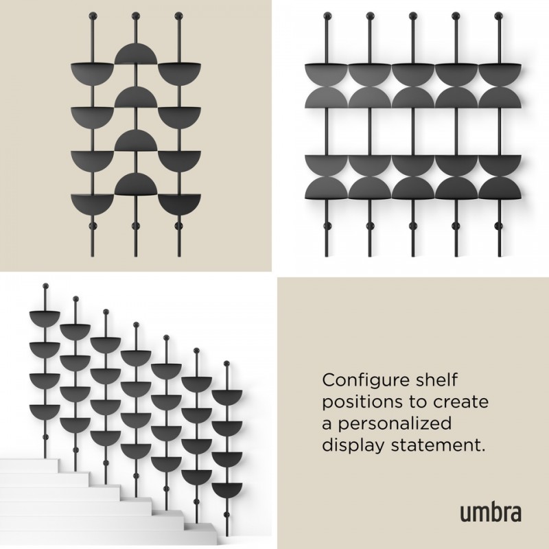 Umbra Regulowane Półki Ścienne Solis      Czarne