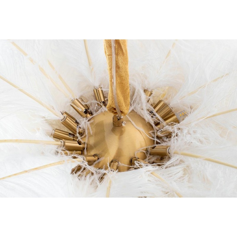 Moosee Lampa Wisząca Tiffany 135 Biała    Mosiądz / Naturalne Pióra