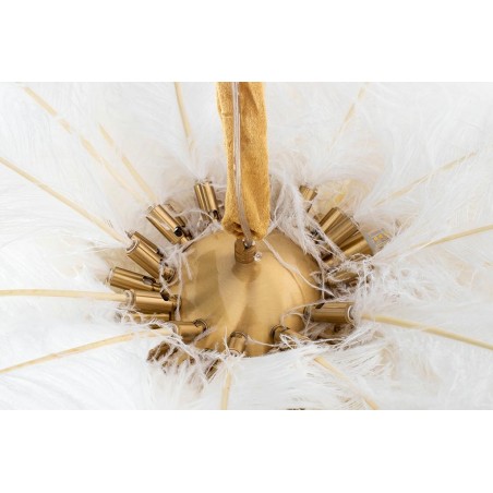 Moosee Lampa Wisząca Tiffany 135 Biała    Mosiądz / Naturalne Pióra