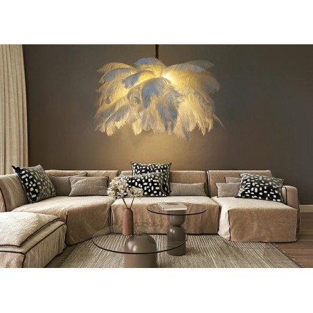 Moosee Lampa Wisząca Tiffany 135 Biała    Mosiądz / Naturalne Pióra