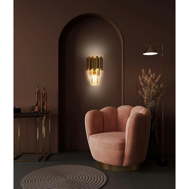 Moosee Lampa Ścienna Imperial Wall Gold   - Stal, Kryształ
