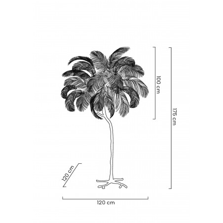 Lampa podłogowa TIFFANY 175 zielona   mosiądz / naturalne pióra