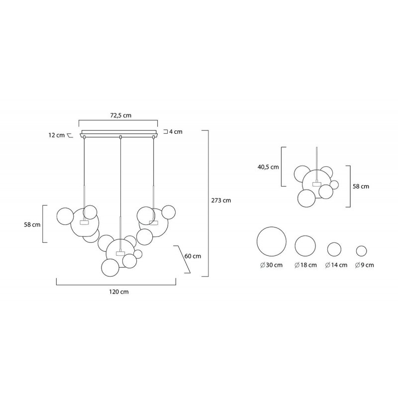 Moosee Lampa Wisząca Capri Line 3 Złota   - 180 Led, Aluminium, Szkło