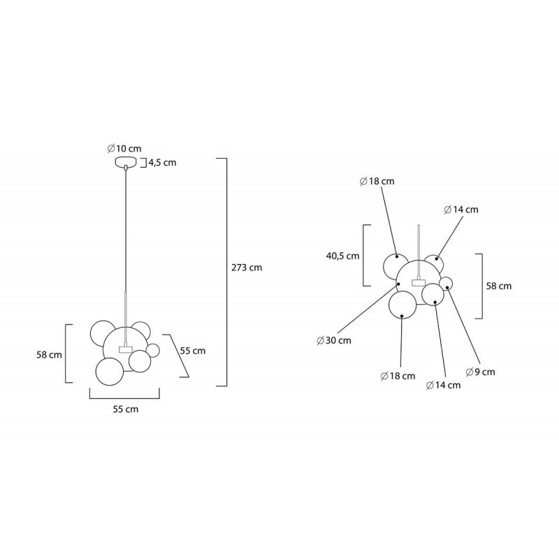 Moosee Lampa Wisząca Capri 6 Złota - 60   Led, Alumiumium, Szkło