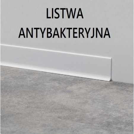Antybakteryjna listwa przypodłogowa aluminiowa biała matowa 90/6SF metal line Profilpas - cokół H6, 200 cm Kolor RAL 9003