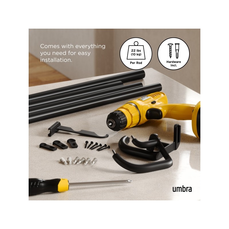 Umbra Karnisz Twilight Double 168 - 365   Cm Czarny Mat