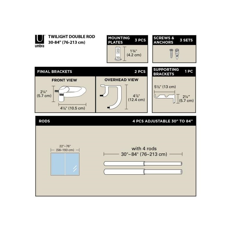Umbra Karnisz Twilight Double 76 - 213    Cm Czarny Mat