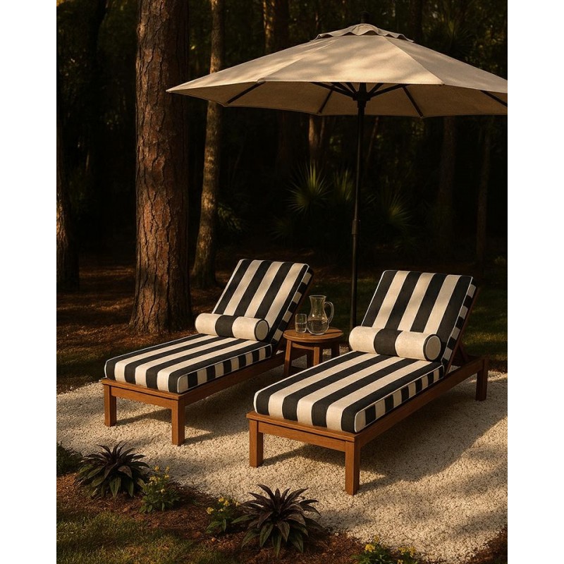 Materac ogrodowy AZURE z poduszką biało-czarny