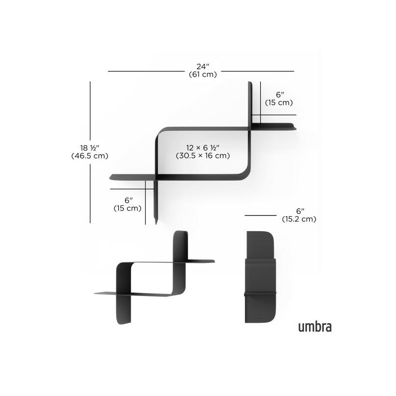 Umbra Zestaw 2 Półek Ściennych Montage    Czarny