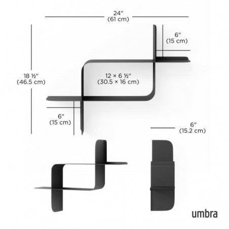 Umbra Zestaw 2 Półek Ściennych Montage    Czarny