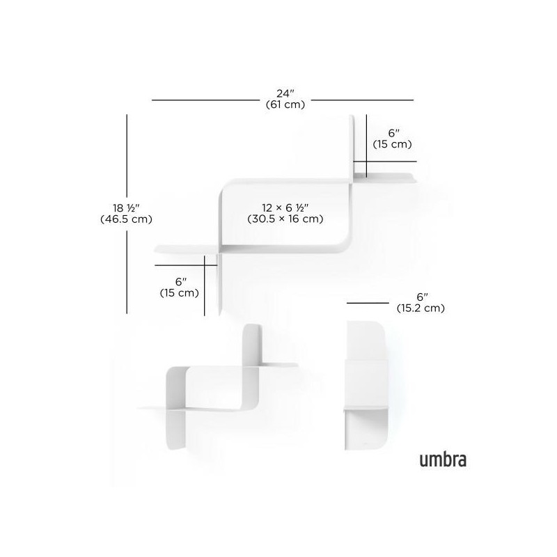 Umbra Zestaw 2 Półek Ściennych Montage    Biały