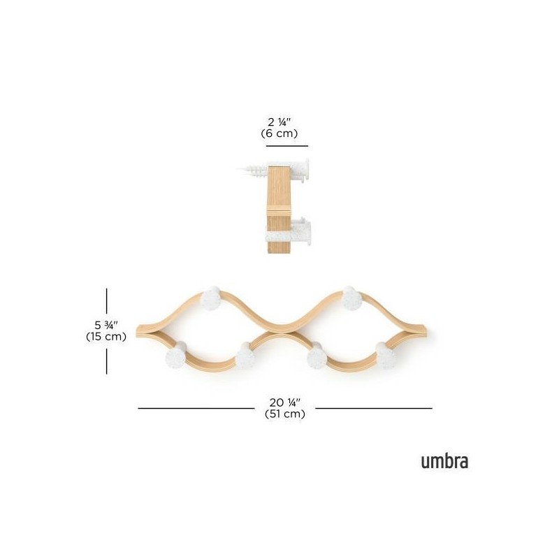 Umbra Wieszak Montage 6 Biały /           Naturalny