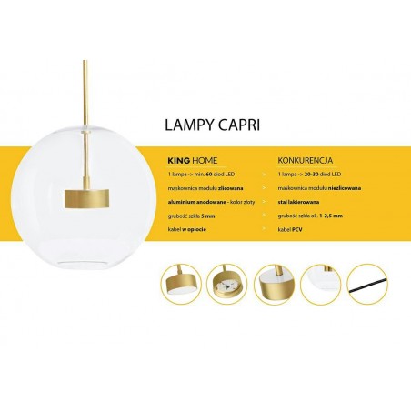 Moosee Lampa Wisząca Capri 4 Złota - 60   Led, Aluminium, Szkło