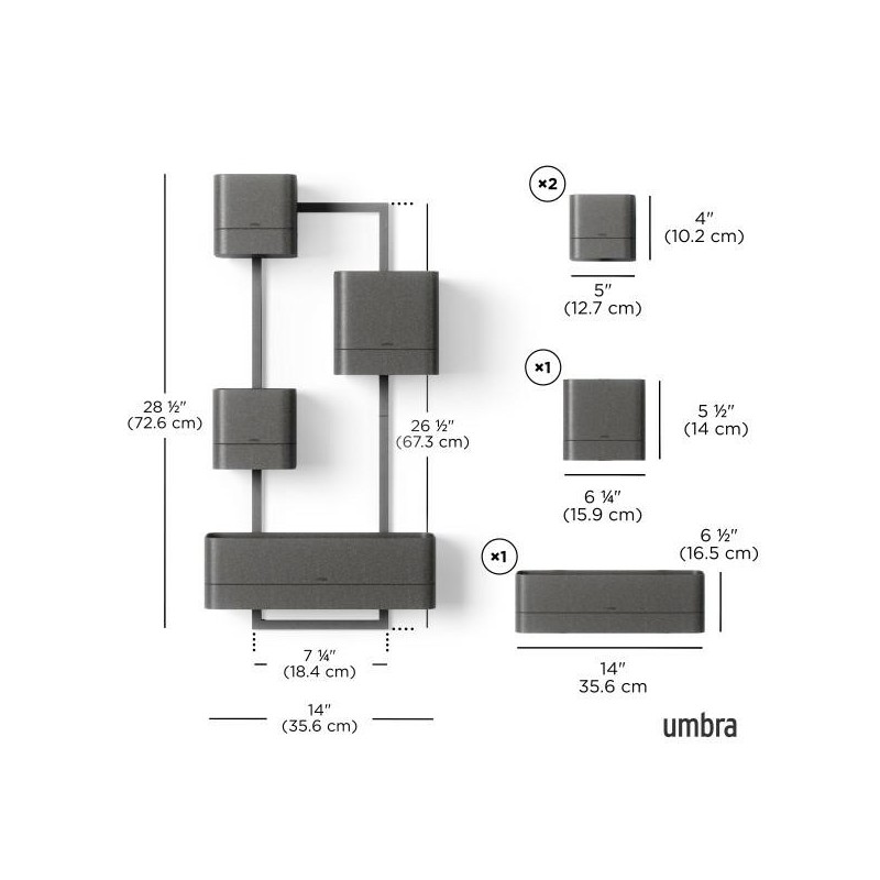 Umbra Zestaw Doniczek Cubiko Czarny